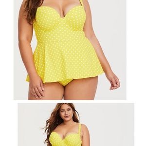 COPY - NWOT TORRID YELLOW POLKA DOT PUSH-UP ONE-PIECE SWIMSUIT FLAW!